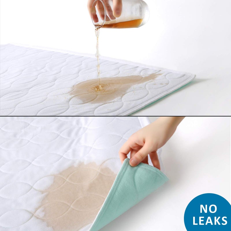 MBJERRY Washable Incontinence Bed Protector Pads - Reusable Waterproof Mattress Protector Pads with Tuckable Sides for Adult, Child, or Pet(Available on Both Sides with Tucks) (34 x 52 Inches) - Image 2